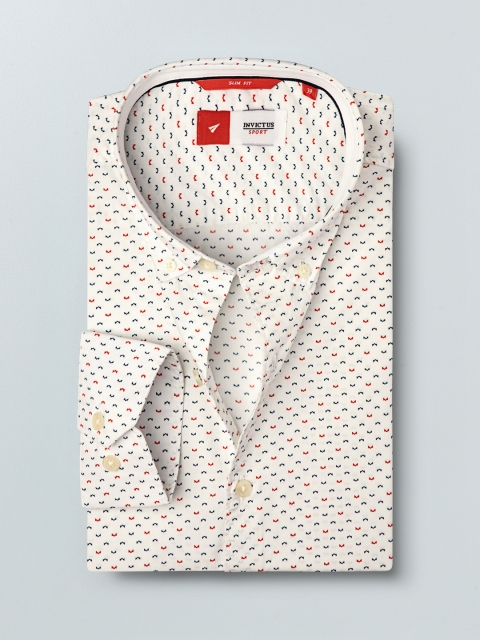

INVICTUS Men White & Red Slim Fit Printed Smart Formal Shirt