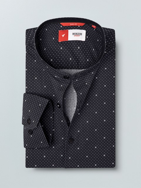 

INVICTUS Men Navy Blue & White Slim Fit Printed Formal Shirt