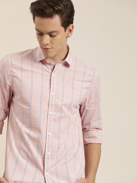 

INVICTUS Men Pink & Blue Slim Fit Checked Casual Shirt