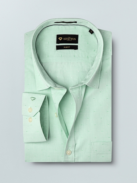 

INVICTUS Men Green Slim Fit Self Design Formal Shirt