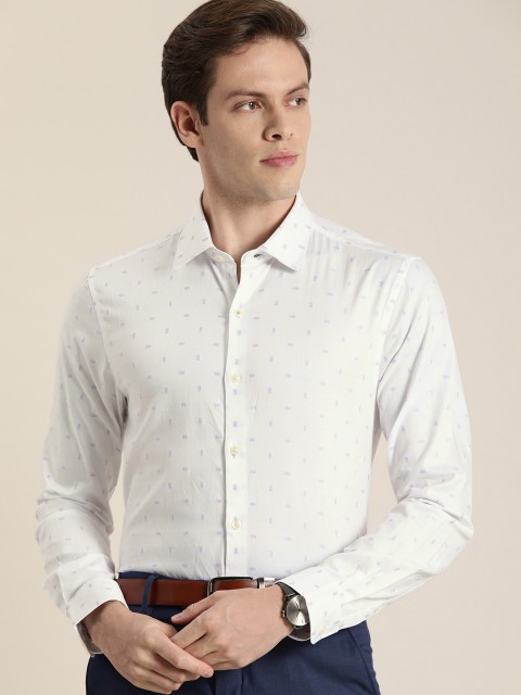 

INVICTUS Men White & Blue Slim Fit Checked Formal Shirt