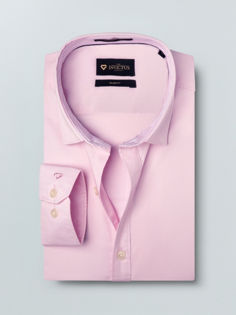 

INVICTUS Men Pink Slim Fit Solid Stretch Formal Shirt