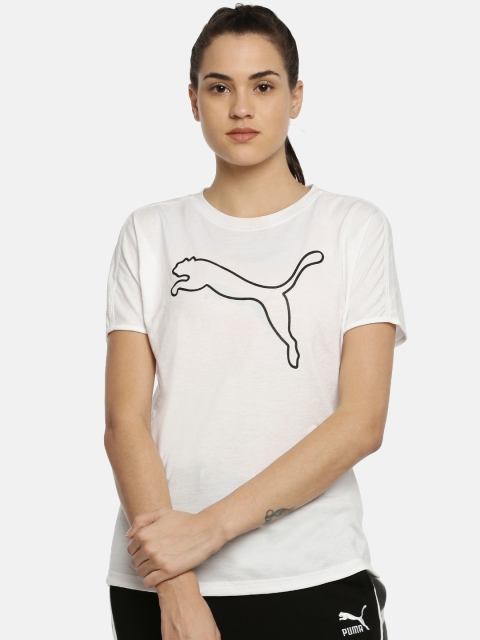 

Puma Women White Printed Round Neck DryCELL Running & Training Cat T-shirt