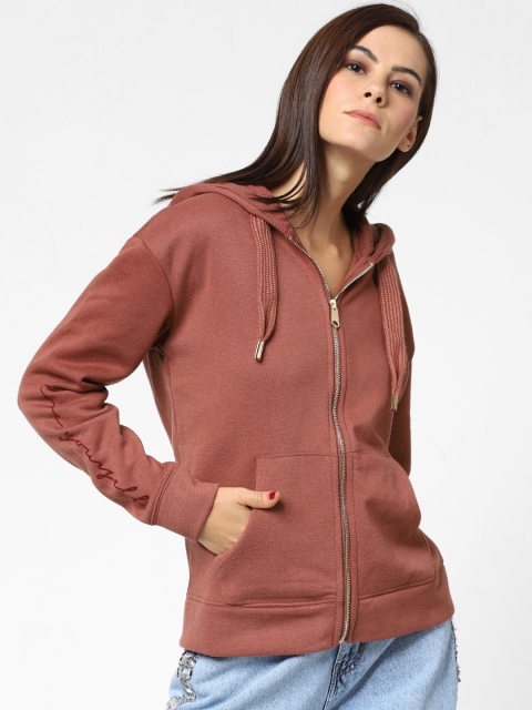 

ONLY Women Brown Solid Hooded Sweatshirt