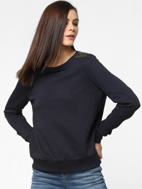 

ONLY Women Navy Blue Solid Sweatshirt