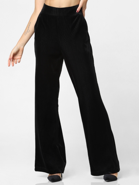 

ONLY Women Black Flared Solid Parallel Trousers