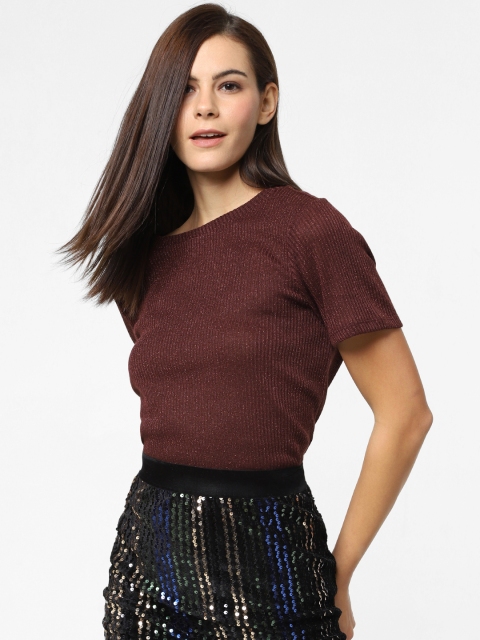 

ONLY Women Brown Solid Knitted Top