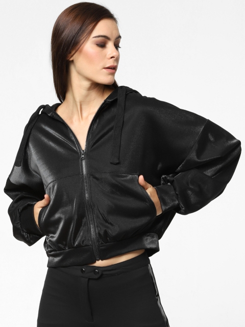 

ONLY Women Black Solid Hooded Sweatshirt