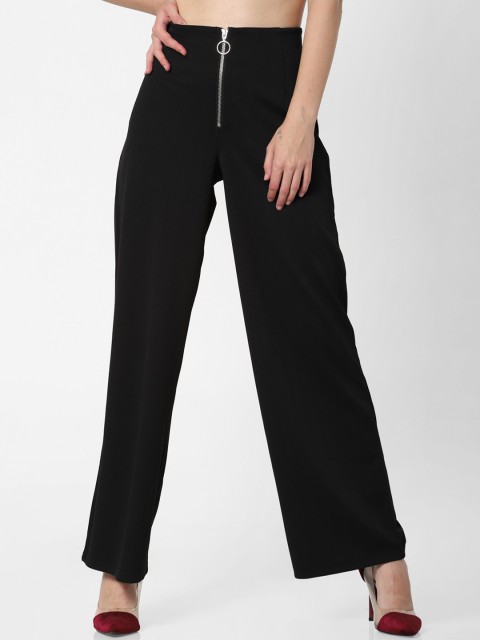 

ONLY Women Black Loose Fit Solid Parallel Trousers