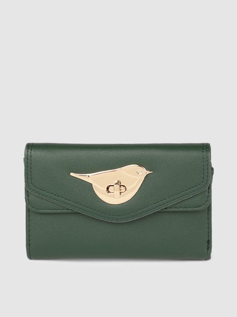 

Accessorize Women Green Solid Three Fold Wallet