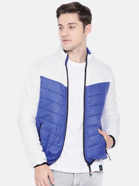 

SPYKAR Men Blue & White Colourblocked Padded Jacket