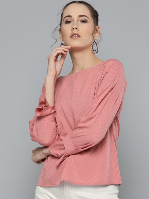 

Marie Claire Women Pink Self Design Top