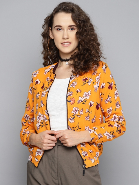 

Marie Claire Women Yellow & White Floral Print Bomber