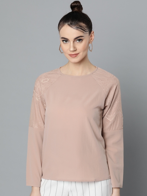 

Marie Claire Women Beige Lace Detail Top