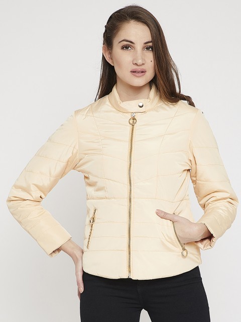 

Marie Claire Women Peach-Coloured Solid Padded Jacket