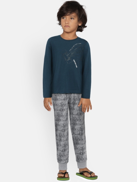 

Sweet Dreams Boys Navy Blue & Grey Printed Night suit