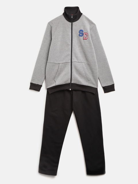 

Sweet Dreams Boys Grey & Black Solid Tracksuit