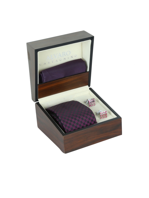 

Alvaro Castagnino Purple & Pink Tie, Cufflinks & Pocket Square Set