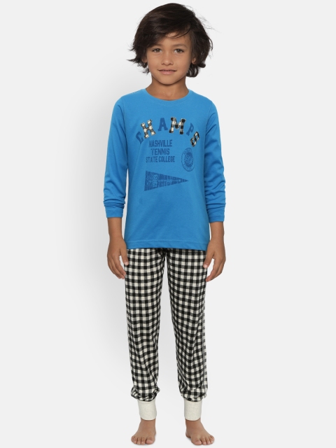 

Sweet Dreams Boys Blue & Black Printed Night Suit