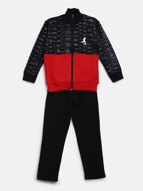 

Sweet Dreams Boys Black & Red Colourblocked Tracksuit with Printed Detail