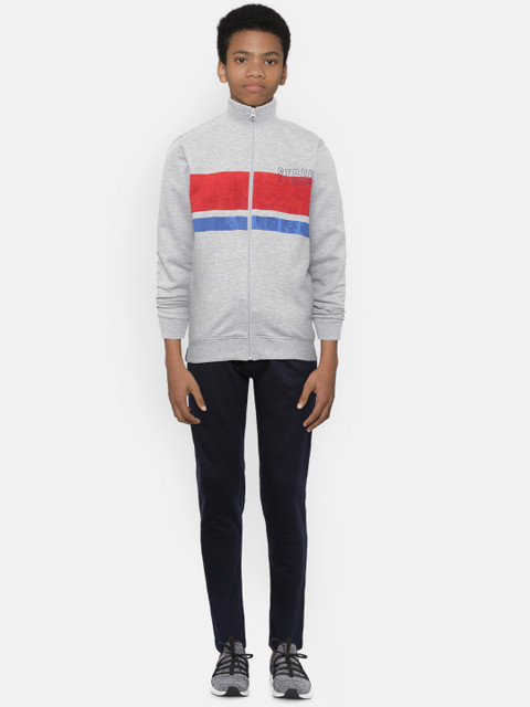 

Sweet Dreams Boys Grey Melange & Navy Blue Striped Tracksuit