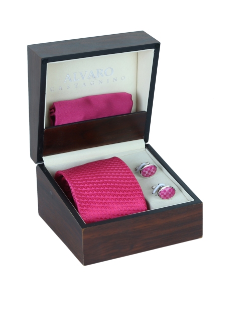 

Alvaro Castagnino Men Pink Tie, Cufflinks & Pocket Square Set