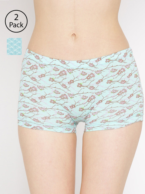 

Lady Lyka Women Pack of 2 Turquoise Blue Printed Boy Shorts BOY-SHORTS-P08-P16