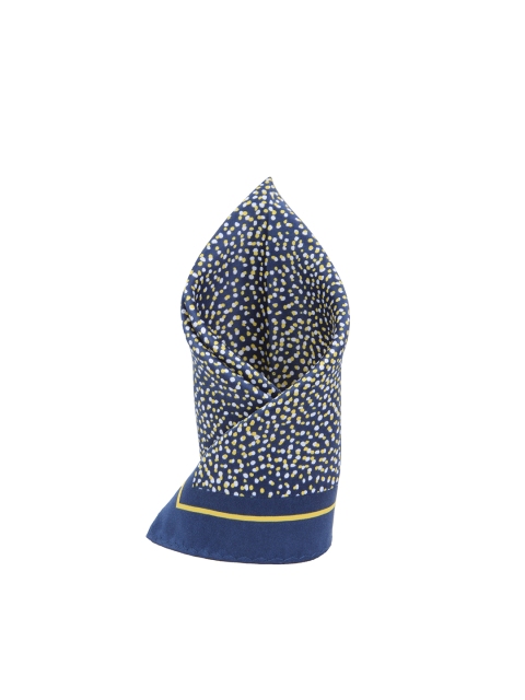 

Alvaro Castagnino Navy Printed Pocket Square, Navy blue