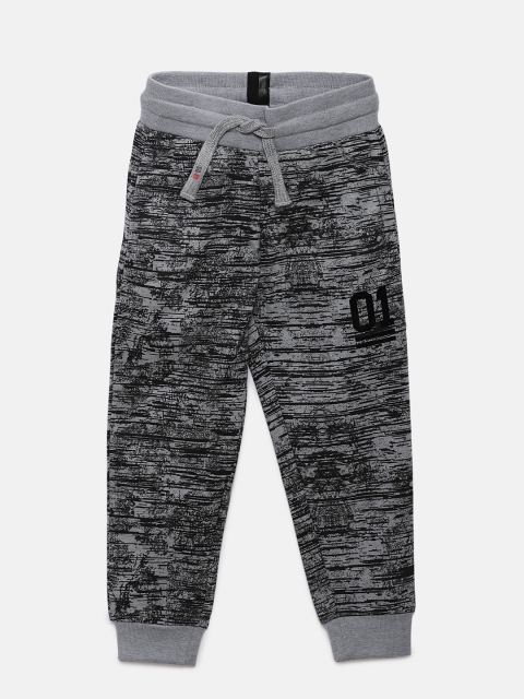 

Sweet Dreams Boys Grey Melange Printed Straight Fit Joggers