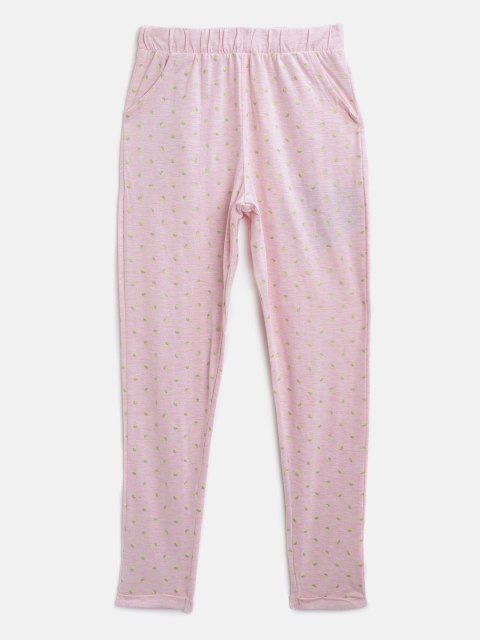 

Sweet Dreams Girls Pink & Yellow Printed Lounge Capris