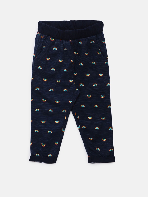 

Sweet Dreams Girls Navy Blue & Orange Printed Slim Fit Capris