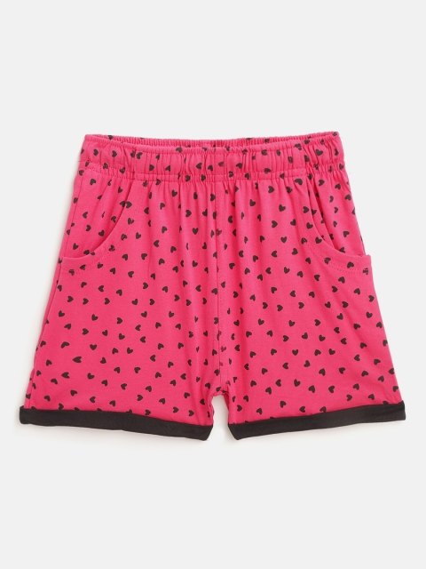 

Sweet Dreams Girls Fuchsia Pink & Black Heart Print Lounge Shorts