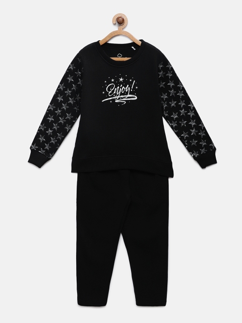 

Sweet Dreams Girls Black Printed Tracksuit