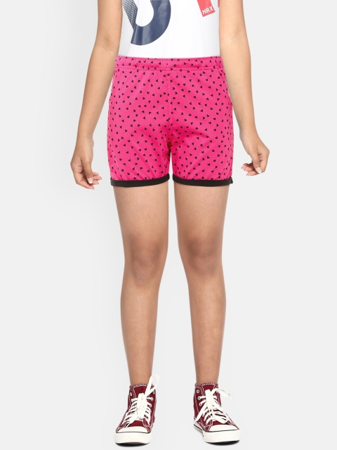 

Sweet Dreams Girls Pink & Black Printed Regular Fit Regular Shorts