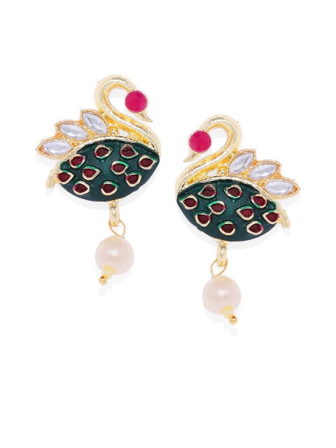

Alamod Green & Gold-Plated Classic Drop Earrings