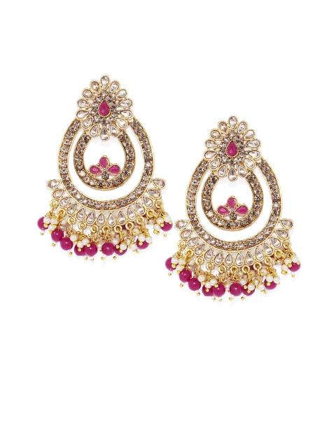 

Alamod Gold Plated & Maroon Oval Chandbalis