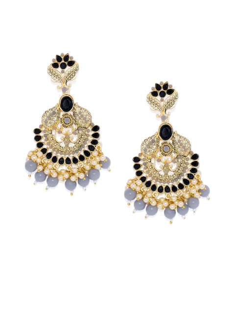 

Alamod Gold Plated & Grey Crescent Shaped Chandbalis