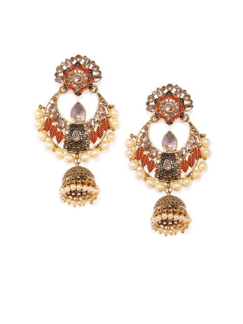 

Alamod Gold Plated AD Stone & Pearl Dome Shaped Jhumkas