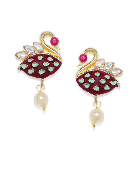 

Alamod Red & Gold-Plated Classic Drop Earrings