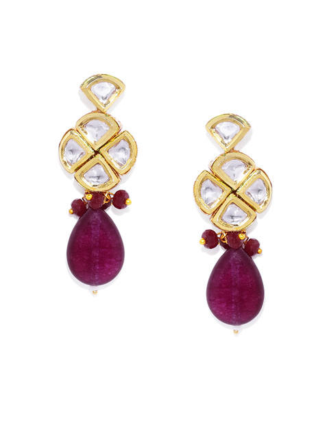 

Alamod Gold-Plated & White Classic Drop Earrings