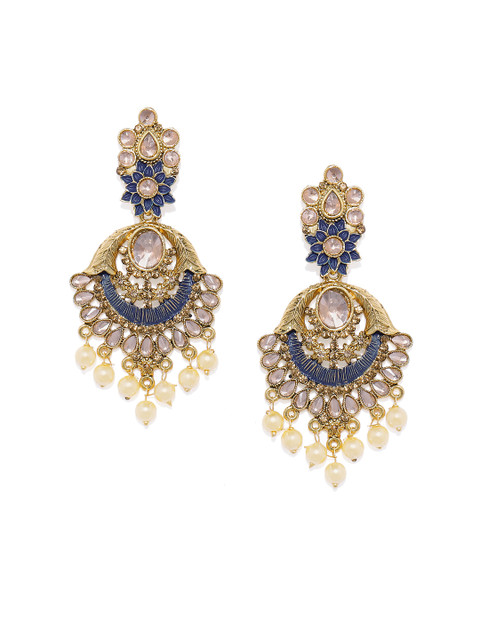 

Alamod Gold-Plated & Blue Classic Meenakari Drop Earrings