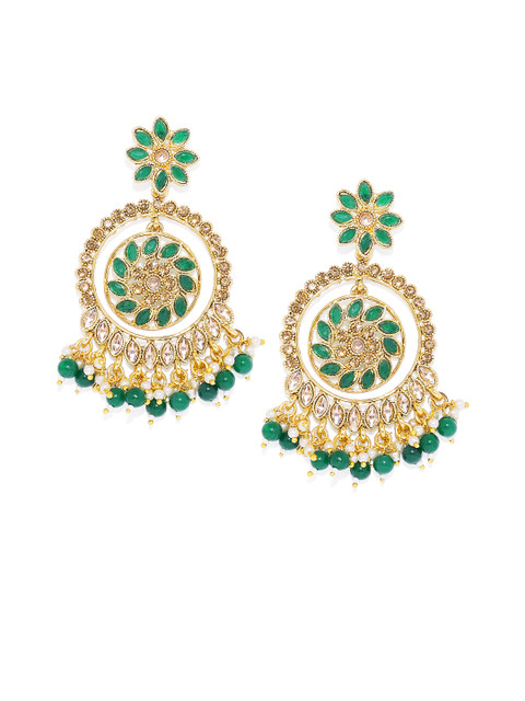 

Alamod Gold Plated & Green Circular Chandbalis