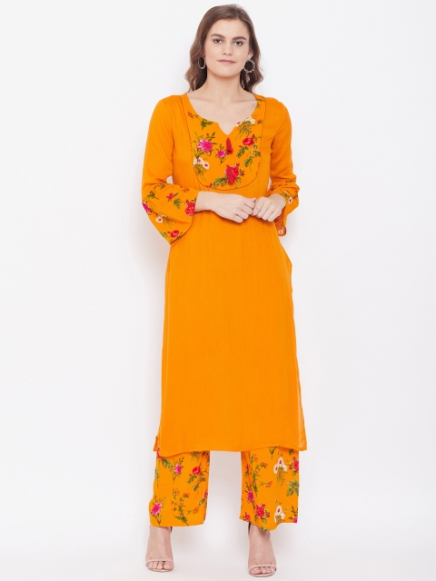 

Kurti's by Menka Women Orange Yoke Design Kurta with Palazzos