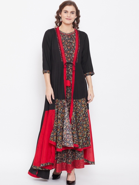 

Kurti's by Menka Women Black & Red Printed Maxi Dress