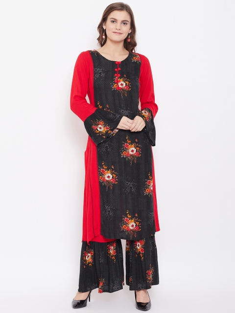 

Kurti's by Menka Women Black & Red Printed Kurta with Palazzos