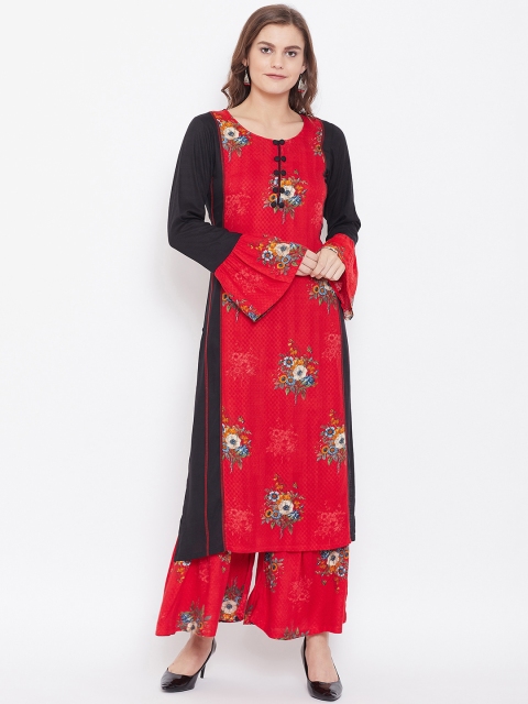 

Kurti's by Menka Women Red & Black Printed Kurta with Palazzos