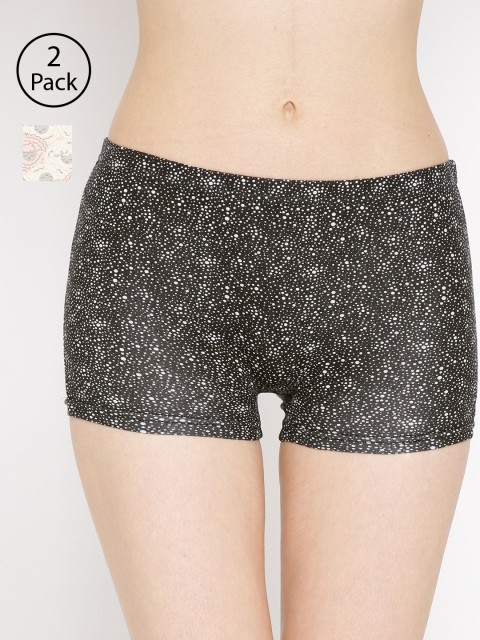 

Lady Lyka Women Pack of 2 Printed Boy Shorts BOY-SHORTS-P10-P12, Black
