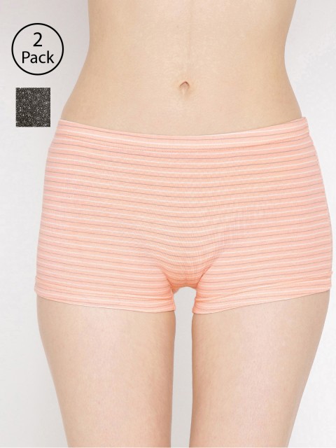 

Lady Lyka Women Pack of 2 Printed Boy Shorts BOY-SHORTS-P05-P12, Peach