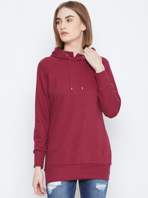 

Alsace Lorraine Paris Women Maroon Solid Hooded Sweatshirt