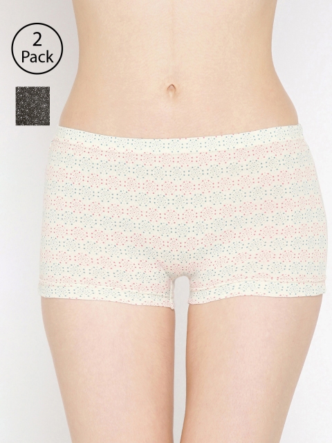 

Lady Lyka Women Pack Of 2 Printed Boyshorts P06-P12, Black